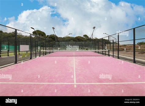 Pink Tennis Court With Sky Color Stock Photo Alamy
