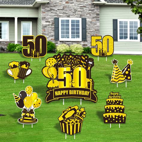 Buy 50th Birthday Yard Sign Large Black Gold 50th Birthday Decorations