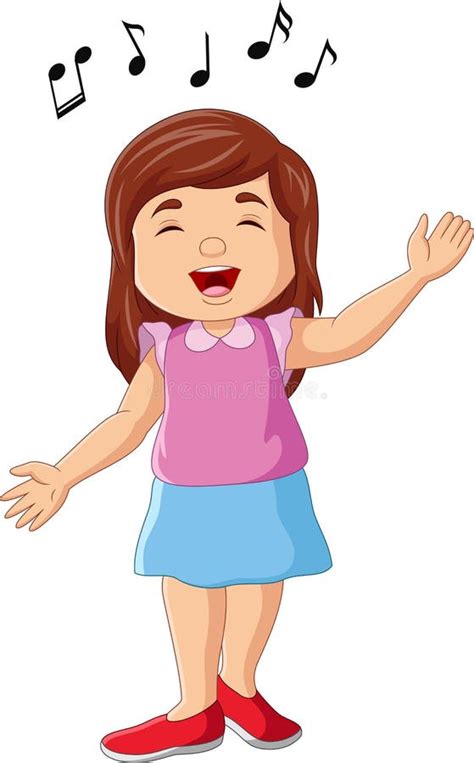 Cute Little Girl Cartoon Singing Stock Illustration Illustration Of