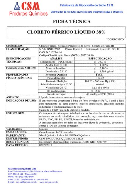 ficha técnica cloreto férrico 38 csm pdf