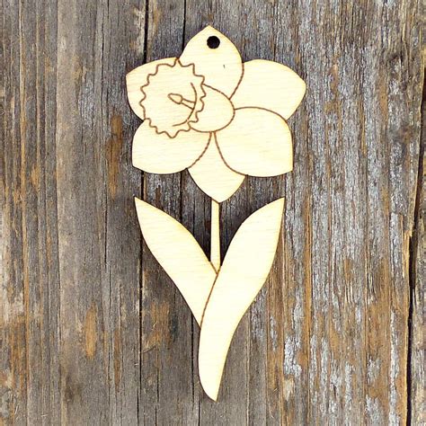10x Wooden Daffodil Flower Leaves Craft Shape 3mm Ply Spring Etsy