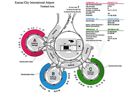 Kansas City International Airport Map Mci Airport Map