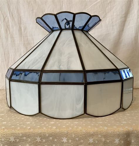 Stain Glass Tiffany Style Large Glass Hanging Lamp Blue And Etsy