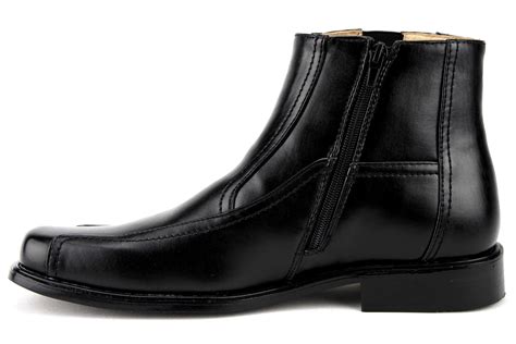 Mens 38912 Leather Lined Ankle High Moto Zipped Chelsea Dress Boots