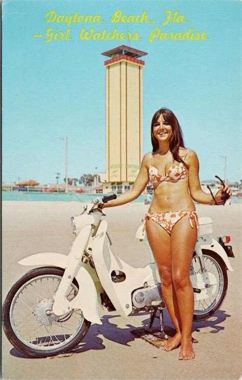 Daytona Beach Fl Girl Watchers Paradise Pretty Woman Vintage Postcard