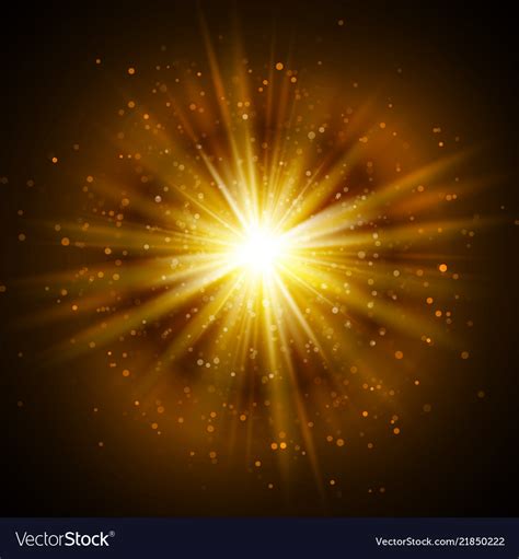 Star Burst With Sparkles Light Effect Gold Vector Image