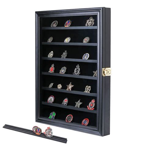 Buy Military Challenge Coin Display Case Lockable Wood Cabinet Rack