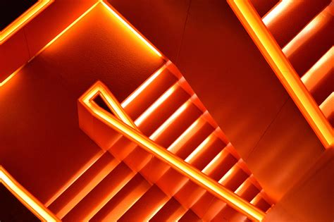 Wallpaper Stairs Neon Backlight Glow Architecture Hd Widescreen