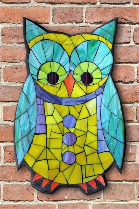 Student Work From A Kasia Mosaics Stained Glass Mosaic Owl Workshop