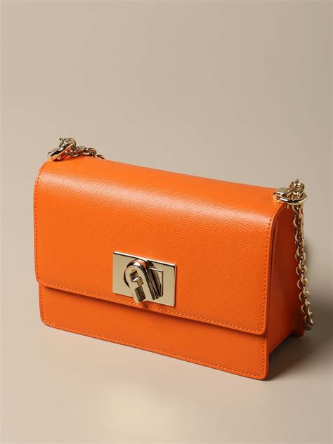 Furla Bandolier Bag Xs 1927 In Grained Leather Orange Mini Bag
