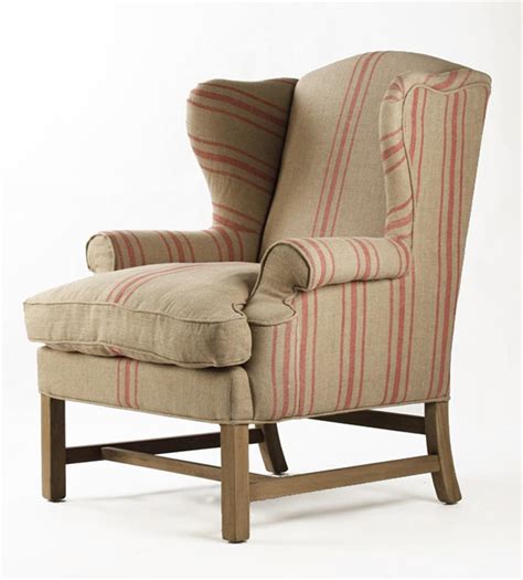 Add the ultimate in comfort to your home with a club chair from one way furniture. Khaki Linen English Accent Club Chair with Red Stripe ...