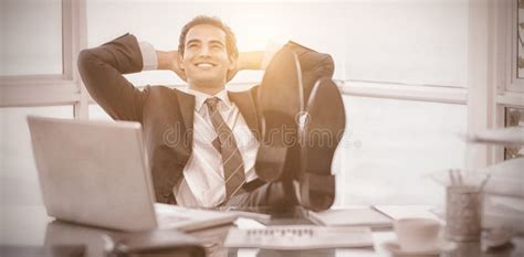 Satisfied Businessman Relaxing Stock Photo Image Of Communication