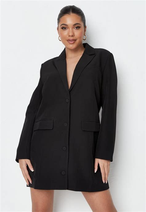 Black Button Front Oversized Blazer Dress | Missguided