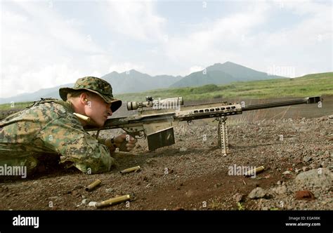 Us Marine Corps Sniper Firing A M82a3 50 Caliber Special Application