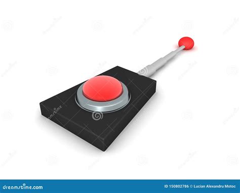 3d Rendering Of Retro Remote Control With Red Button Stock Illustration