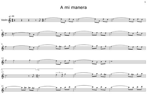 A Mi Manera Sheet Music For Violin