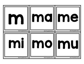 Ma Me Mi Mo Mu Picture Cards In Spanish Tarjetas Fichas Con Fotos