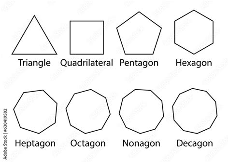 Mathematical Shapes Types Of Polygon Vector Illustration White