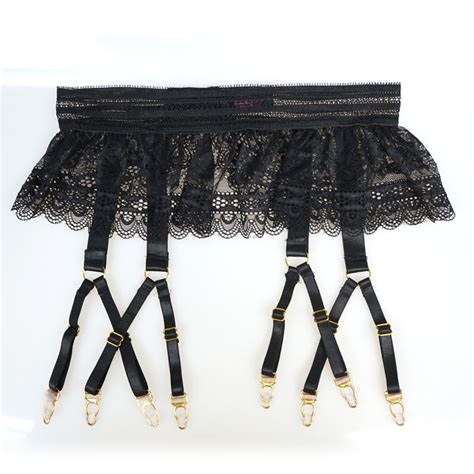 Sexy Garters Lace Women Sexy Suspender Belts Female Straps Gold Metal