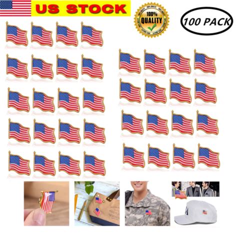 100 Pcs Unisex American Flag Us Lapel Pin United States Usa Hat Tie