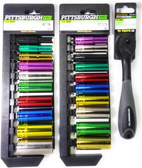 Saemetric Deep Wall Color Coded Socket Sets With Composite Ratchet