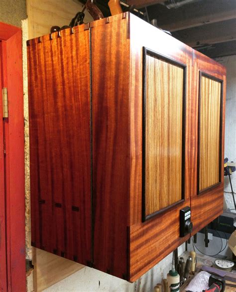 Handmade African Mahogany And Zebrawood Cabinet With Wenge Trim By Cjs