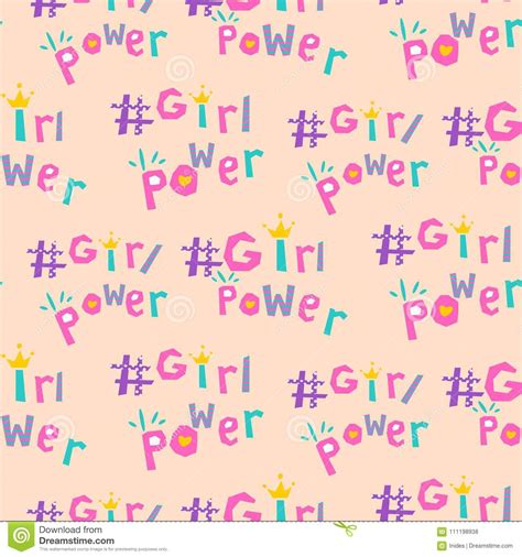 Girl Power Hashtags Seamless Vector Pattern. Stock Vector ...