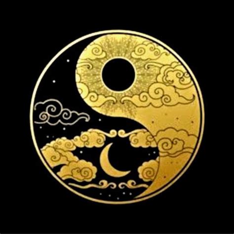 Sun Moon Clouds Stars Yin Yang Vector Illustration Sun And Moon