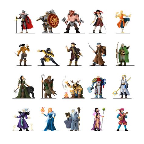 RPG Classes Infographic Pixel Art On Behance Pixel Art Characters Pixel Art Tutorial Pixel