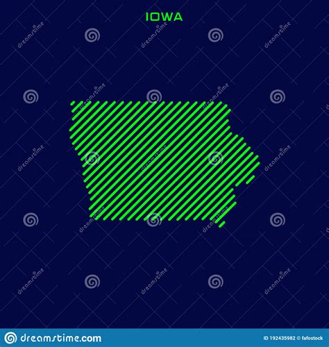 Striped Map Of Iowa Vector Design Template Stock Vector Illustration