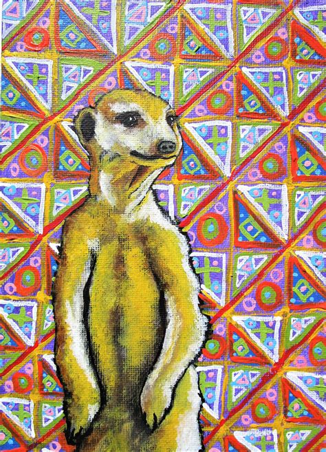 The Patterned Meerkat Original Acrylic Painting 5 X Etsy In 2021