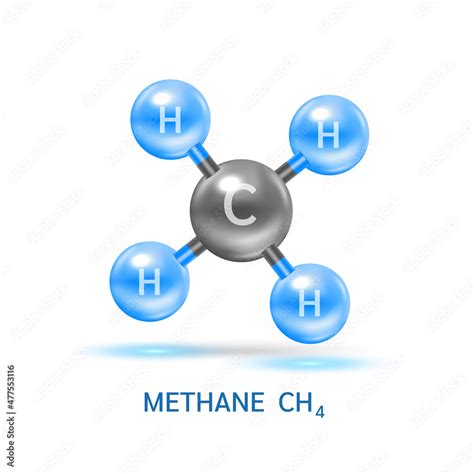 Methane Gas Ch4 Molecule Models And Physical Chemical Formulas