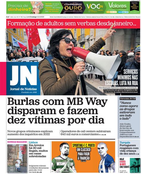 Capa Jornal De Notícias 12 Fevereiro 2023 Capasjornaispt