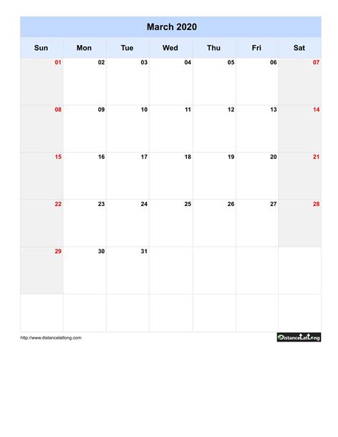 March 1 2020 Calendar Month Calendar Printable