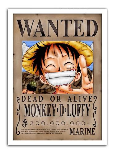 Quadro Decorativo Anime One Piece Wanted Monkey D Luffy A3
