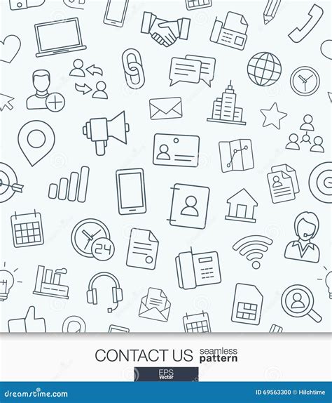 Contact Us Wallpaper Black And White Communication Seamless Pattern