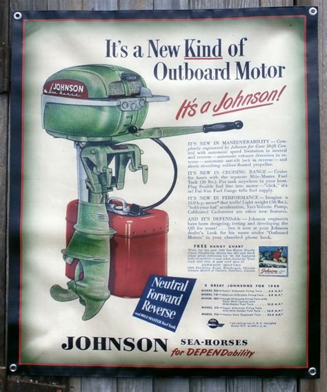 Vintage Johnson Outboard Motor Vinyl Banner Etsy