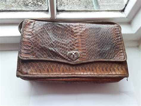 Vintage Snakeskin Leather Bag Etsy