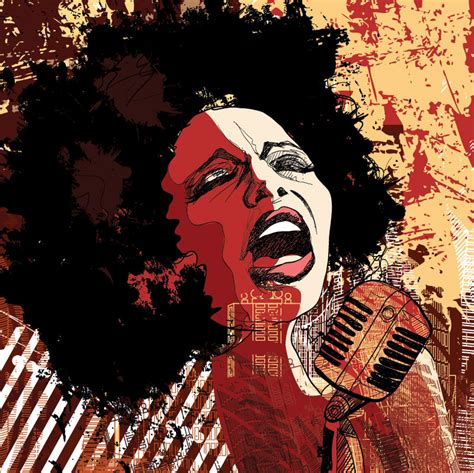 Jazz singing black female singer music art wall mural