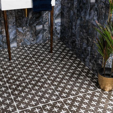 Oakham Black Pattern Tiles Walls And Floors