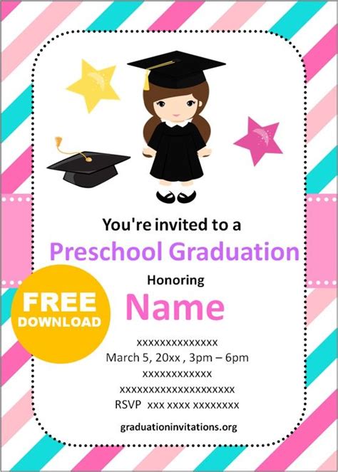 Free Printable Preschool Graduation Invitations Templates Graduation