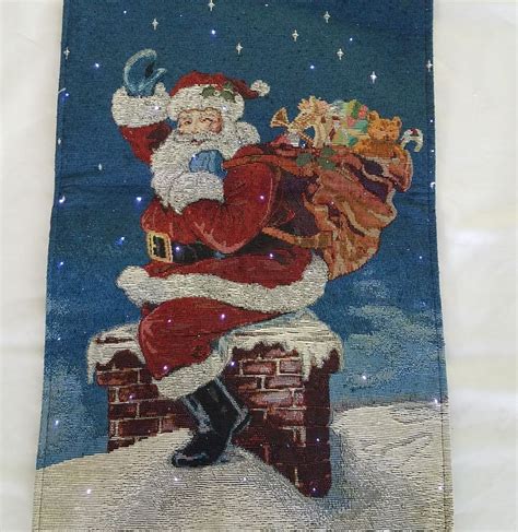 Santa Claus Tapestry Wall Hanging Light Up Twinkling Christmas Decor