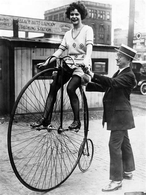 A Woman On A Victorian Era Bicycle On July 17 1922 In Chicago My