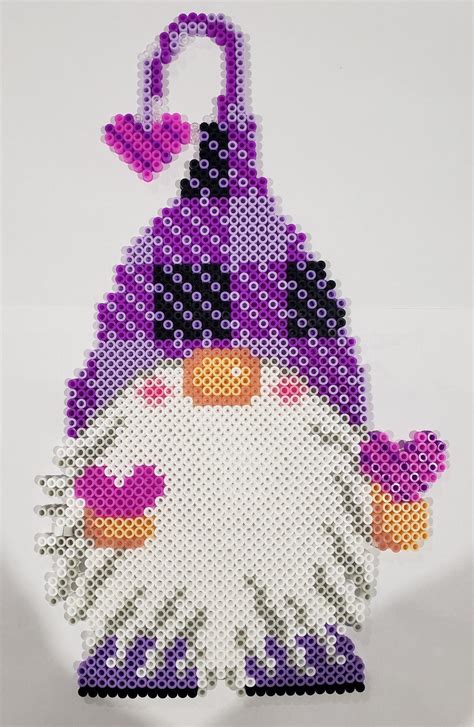 Perler Bead Gnome Purple Diy Perler Bead Crafts Perler Bead