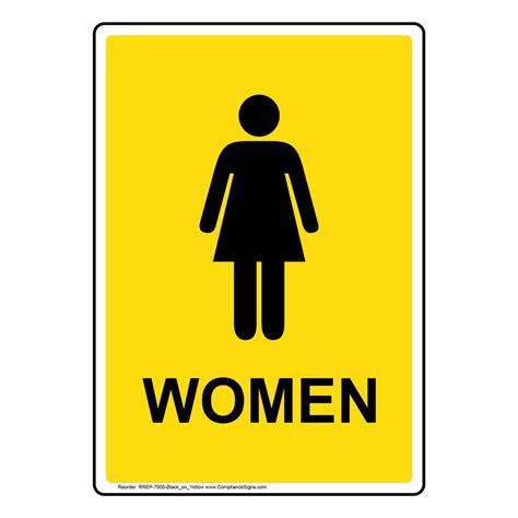 Yellow Women Mujeres Restroom Sign With Symbol Rrbp 7000 Blackonyellow