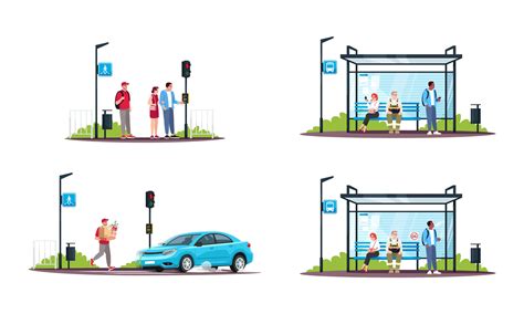People And Public Transport Set 1734684 Vector Art At Vecteezy