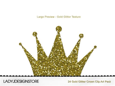 Gold Glitter Crown Clip Art Pack 24 Digital Clip Art Crowns Etsy