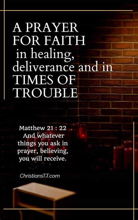 A Prayer For Faith In Healing Deliverance And In Times Of Trouble