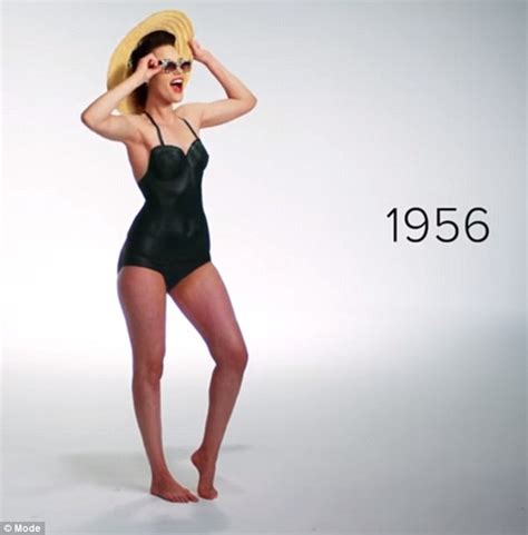 Half Naked Woman Models Swimwear Trends From The Past 100 Years With