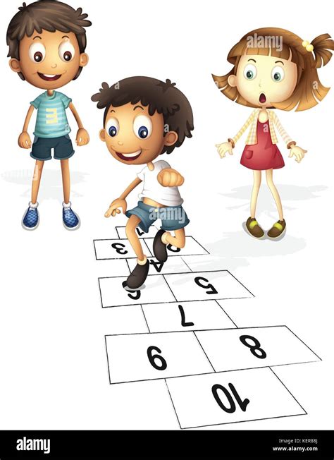 Illustration Of Children Hopping On Hopscotch Stock Vector Image And Art